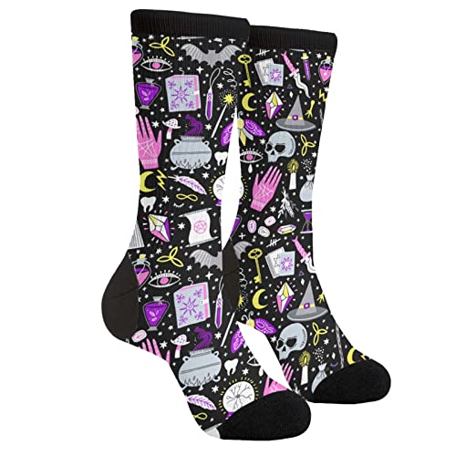 Yilad Magic Witch Socks Novelty Crew Socks Funny Crazy Dress Socks For Men Women Hiking Cycling Running Travel