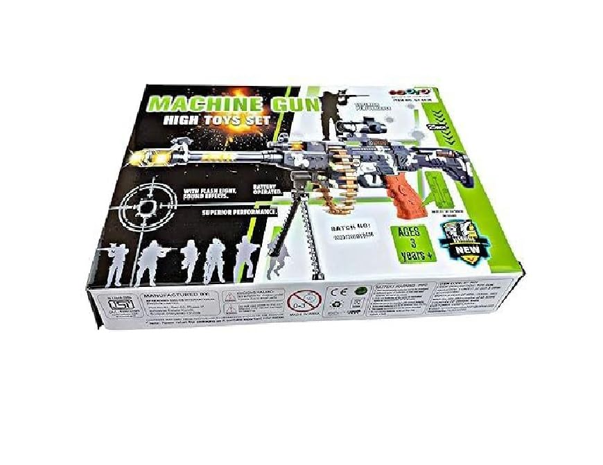 Image of Eclet Revolving Machine Gun Toy for Kids - 1 Pc Army Style Money Gun with Stand & Carry Strap | Fun Pretend Play Toy for Boys & Girls