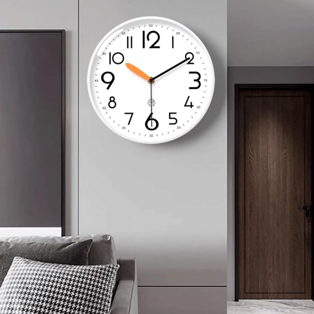 Tempo Orologio da parete semplice e silenzioso for il soggiorno di casa(Purple,Piccolo)