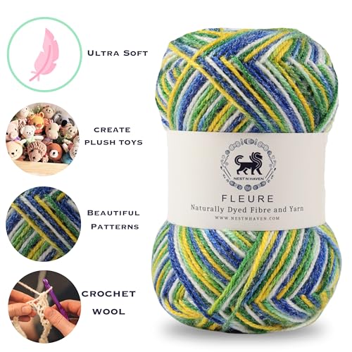 Image of Nestnhaven Acrowools Fleure Hand Knitting and Crochet Yarn. Pack of 1 Ball - 100gms. Shade no - NNHF (Multicolor18) | (500 Gm)
