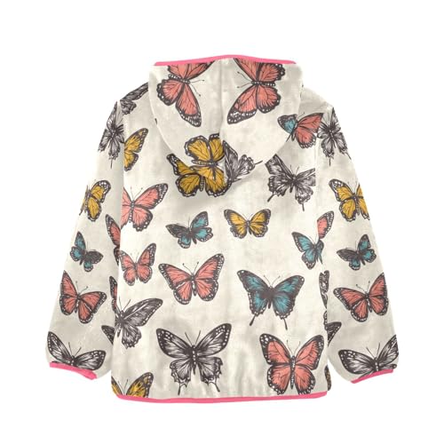 Colorful Butterflies Girls Fleece Jacket Girls Fall Jacket Girl Coats Zip Up Hoodie Children Sherpa Warm Outerwear 2-10T2