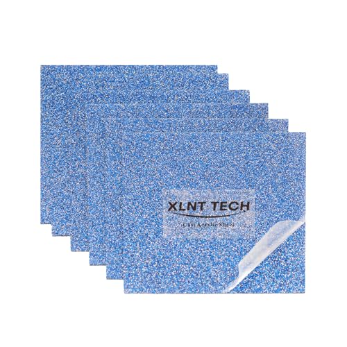 Image of Glitter Dark Blue Acrylic Sheets 6PCS 1 /8 inch Thick 8 x 8 Inch for Laser Cutting and Engraving Plastic Sheet Materials, Glitter Plexiglass Sheets for Crafts and DIY Project.