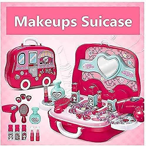 ZentroNest Kid Children Beauty Makeup Kit Pretend Play Fashion Set Toy with Carry Case Suitcase Multi Color 4
