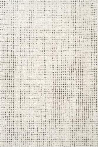 Abani Cream/Brown Area Rug – 6' x 9' – Oliver Collection – Crosshatch Pattern – Non-Shedding, Easy to Clean – Durable for Living Room, Bedroom, or Office, Pet & Child Friendly — view 2