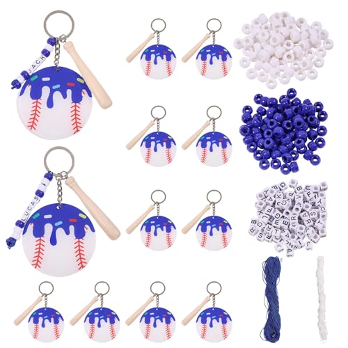 Kit perles de baseball FREEBLOSS pour créer 12 porte-clés de sport DIY complets