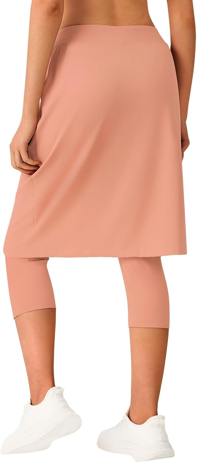 ANIVIVO Skirted Leggings for Women with Pockets,Athletic 22" Knee Length Skirt with Capri Leggings - Image 2