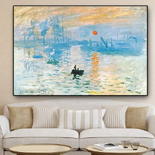 Peinture Claude Monet Impression Soleil Levant sans cadre 60x90cm pour salon