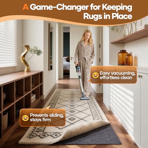Veken Non Slip Cushioned Runner Rug Pad Gripper 2 x 8 Ft, Felt and Silicone Backing, 1/8 inch Thick Carpet Liner for Hardwood Floors and Finishes, Under Area Rugs Anti Skid Mat, Keep Rugs in Place - Image 3