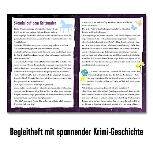 Kosmos 680725 Krimi-Puzzle: Die DREI !!! - Skandal auf dem Reitturnier, Leuchtet im Dunkeln, 200 Teile, Lesen - Puzzeln… – Bild 4