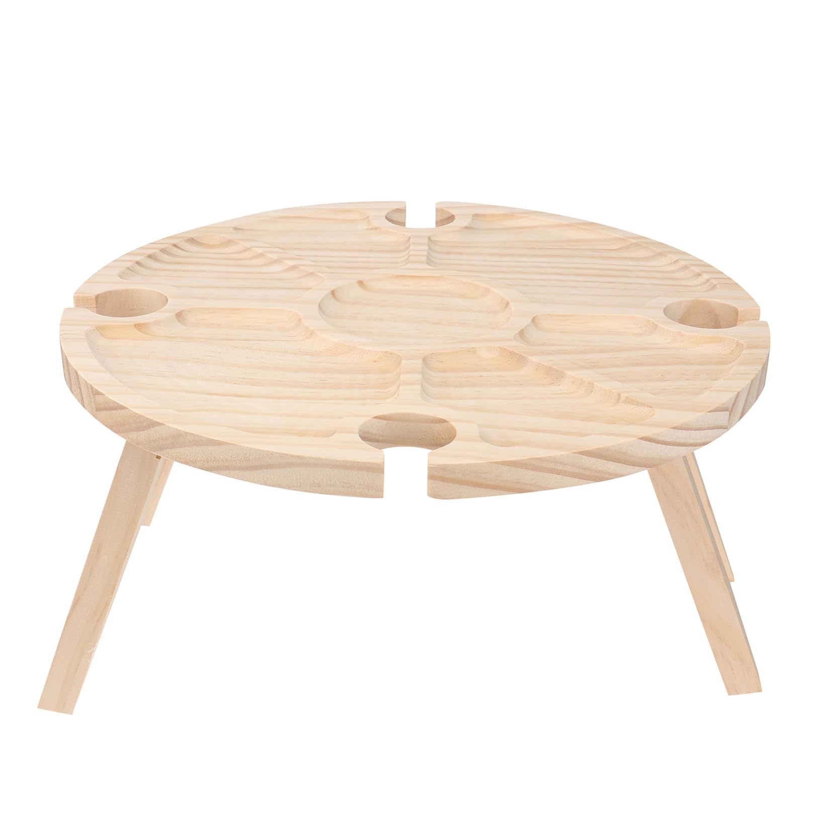 Table en bois kaki 60x40 cm pliable portable avec support verres intégré