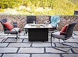 Grand patio Dining Set 5 PCS Outdoor Patio Set with Fire Pit Table for 4, Wicker Chairs with 43-Inch...