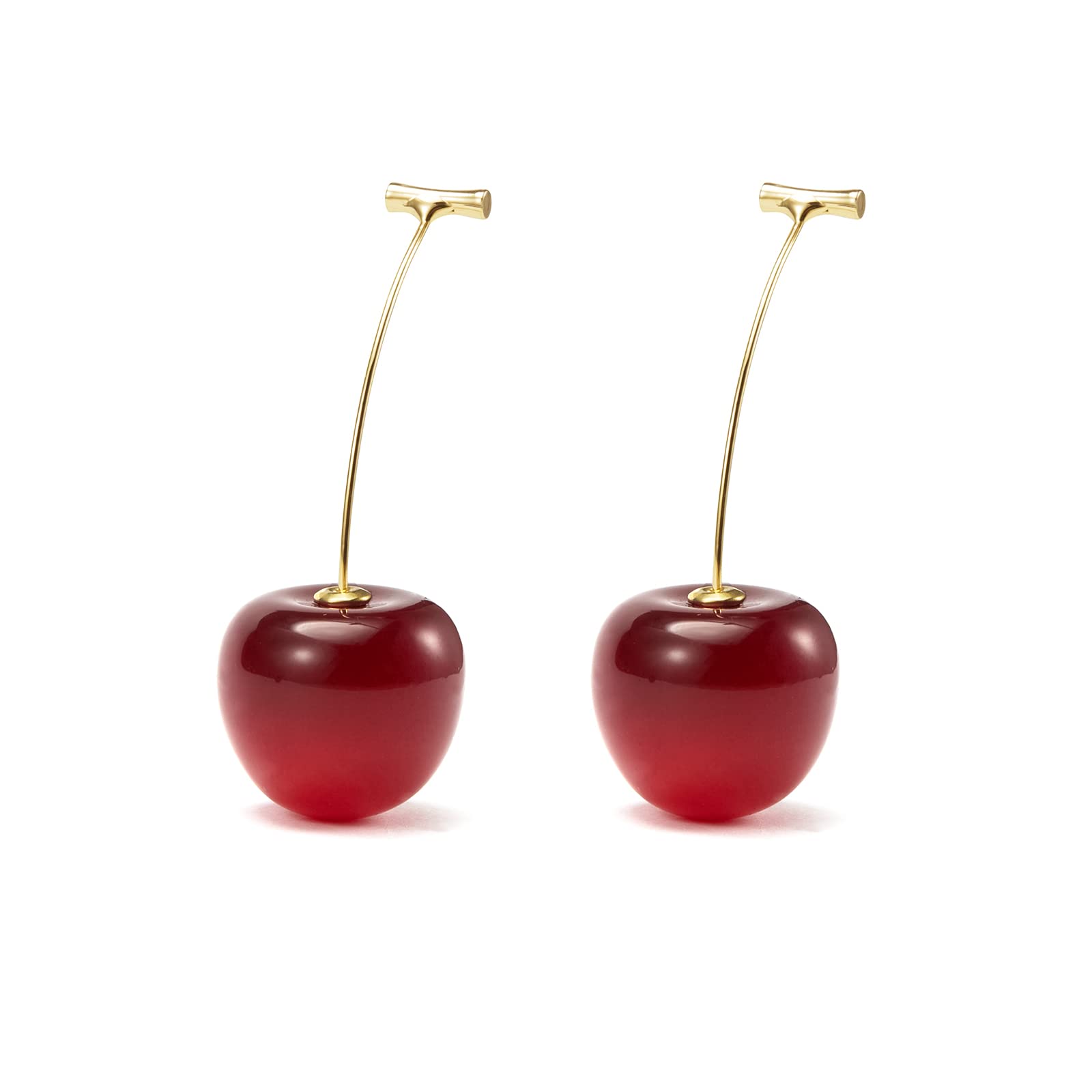 4 Pairs Cherry Earrings Cherry Dangle Earrings, 3D Cherry Fruit Earrings with 8 Pieces Ear Lines for Women(2 Pairs, Small 0.5x2 inch)+(2 Pairs, big 0.78x2 inch)