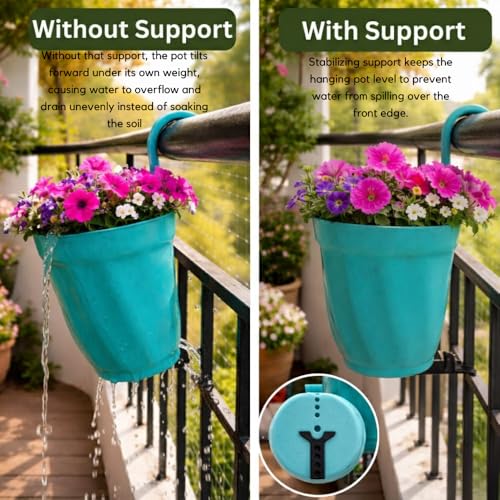 Image of Urban Upvan Designer Hanging Planter with Lock | Lightweight & Durable Flower Pot | Modern Textured Finish | for Indoor & Outdoor Plants | Set of 4