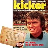 Echte, historische Fußballzeitschrift vom Jahr der Geburt ab 1970 bis 1990 - Echtheit durch Zertifikat garantiert - Personalisiertes Geschenk Mann Papa Onkel Freund Kollege Sohn
