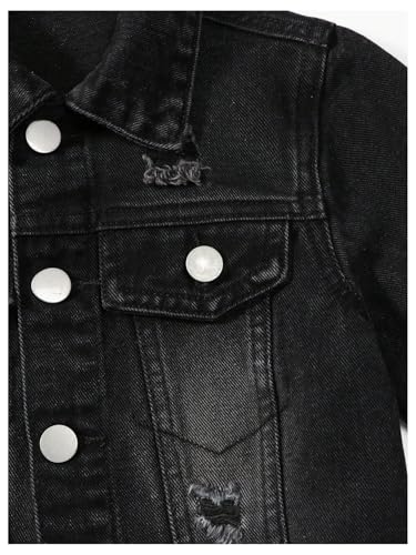 Image of WDIRARA Girl's 2 Piece Outfit Ripped Button Front Long Sleeve Denim Jackets and Mini Skirts Set