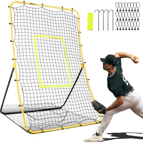 JASCOPRO Baseball Rebounder Net &ndash; Adjustable Pitchback Trainer for Solo Fielding,Throwing...