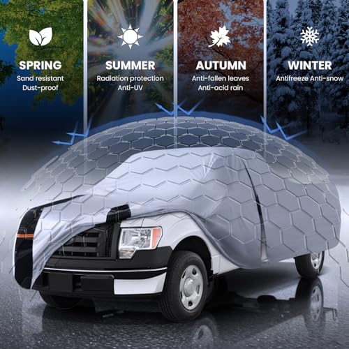 Image of Multi-Layer Ford F150 Truck Cover, Custom Fit F150 1997-2026 Super Cab Short Bed(6.5') Car Cover Waterproof All Weather, Full Exterior Cover Rain Wind Dust and UV Protection with Door Zipper