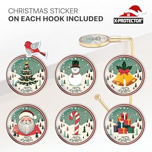 X Protector Stocking Holders for Mantle 6 PCS Premium Christmas Stocking Holder with Non Slip Bottom Golden Stocking Hangers for Mantel Stocking Hooks with Stickers on Top Merry Christmas