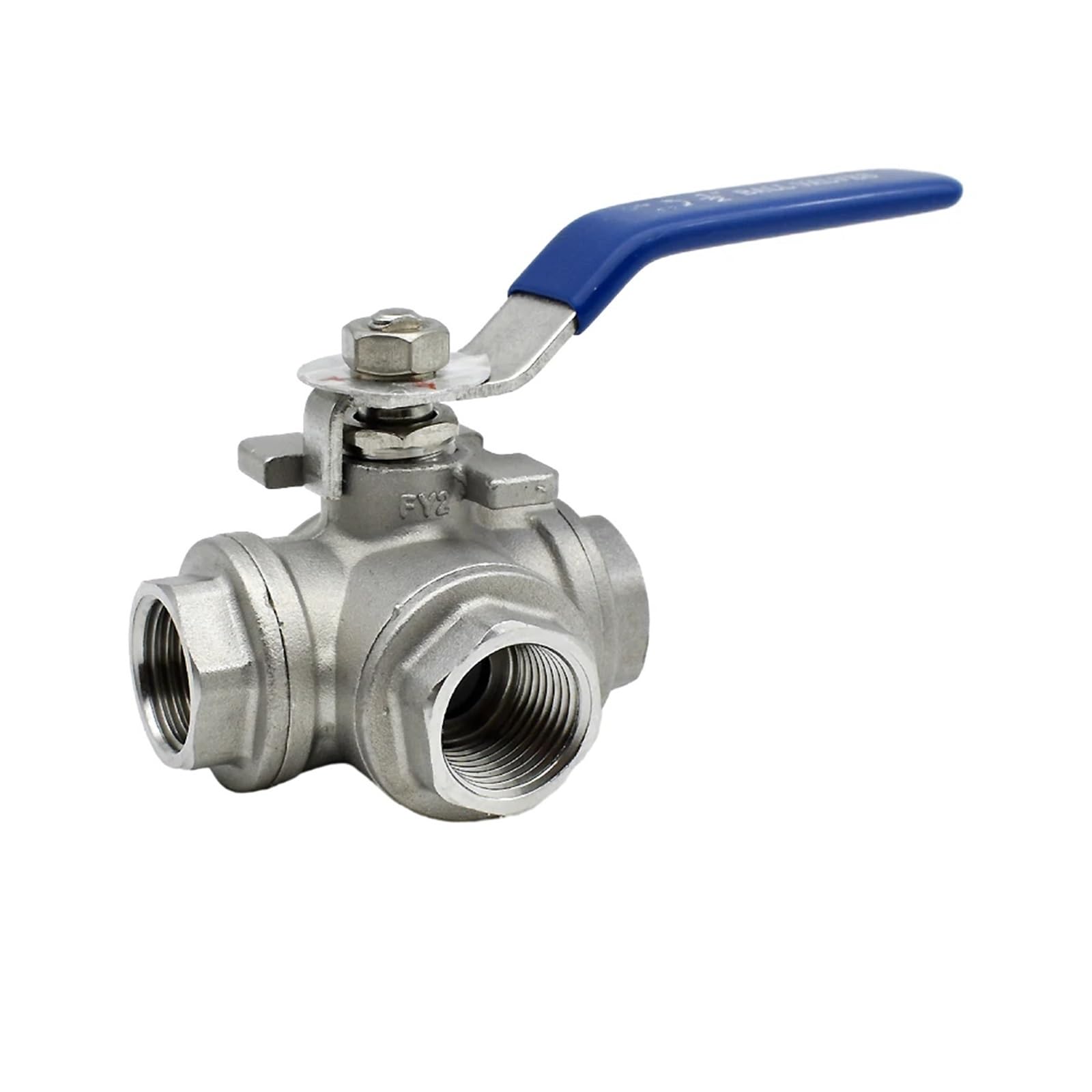 Valvula Seguridad Válvula de bola de tres vías de acero inoxidable 304 316, conector hembra de puerto completo BSP de 1/4" a 2", puerto T/L para agua y gas válvula reductora(1/2",SUS316_T TYPE)