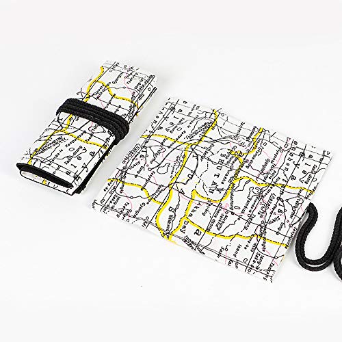 Image of Funny live 24 /36 /48 /72 Slots Colored Pencil Wrap Roll up Pen Holder Case Drawing Coloring Pencil Roll Organizer Stationery Case for Student Artist Traveler (Map, 24 Slots)