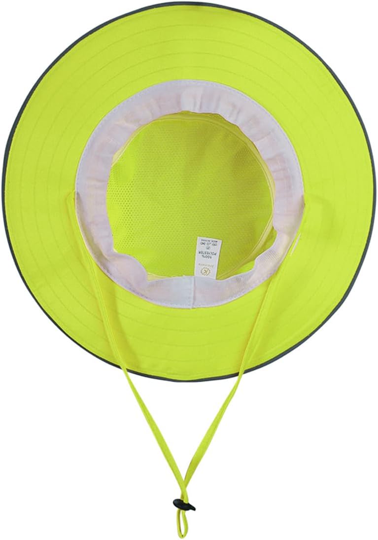 High Visibility Reflective Sun Hat Neon Safety Boonie Hat Wide Brim Mesh Bucket Cap for Men Women Summer - Image 8