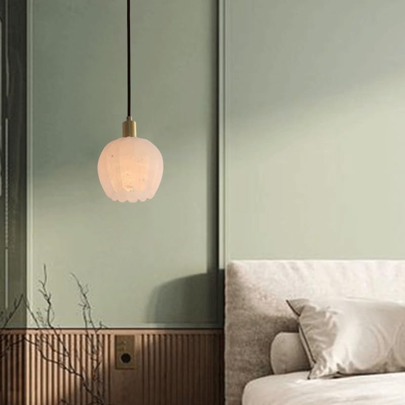 Lampe suspendue de chevet de chambre marbre laiton E14 - 4