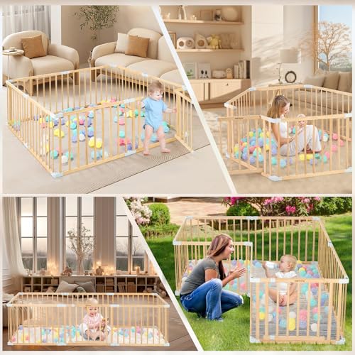 Image of 1PC Door Panel for Wooden Baby Playpen, Changeable & Expandable Baby Gate Playard Wooden Play Fence Accessories, Large Wood Playpen Panel Safe Play Area Kids Activity Center Accessories (Door)