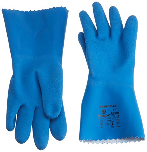 Preisvergleich Produktbild Ansell Astroflex Naturgummilatexhandschuh, Chemikalien- und Flüssigkeitsschutz, Blau, Größe 9 (12 Paar pro Beutel)