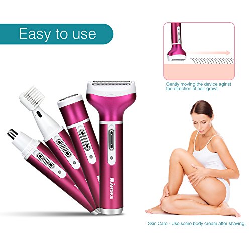 OOCOME Frauen 4 in 1 wieder aufladbarer elektrischer Epilierer-Haar-Rasierapparat Dame elektrisches Trimmer-Entferner-wasserdichtes Rasiermesser für Bikini-Bereichs-Nasen-Achselhöhle-Arm-Bein - Image 5