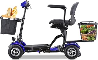 PORIYA 2025 Compact Folding Mobility Scooter with 24V Lithium Battery, 150KG Capacity, 35KM Range, Lightweight and Portabl...