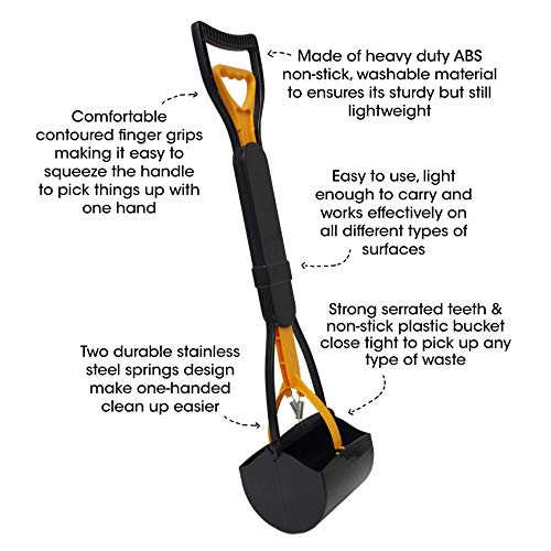 Image of Spotty Easy Clean-Up Spring Action Waste Pooper Scooper - Lightweight, Durable Scooper for efficient Clean-Up for Your Pet with Durable Ergonomic Handle, Blue, Orange, or Green - Assorted Colors