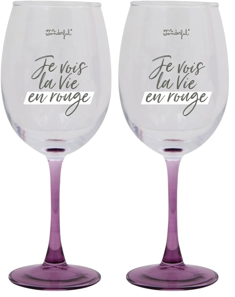 Verre à vin Je vois la vie en rouge Mr. Wonderful pour savourer le bonheur à deux