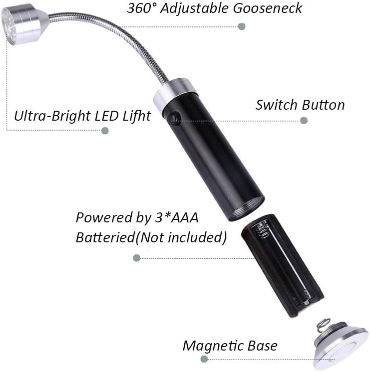 WeFoonLo Pack of 2, 360 Degree Flexible Gooseneck LED BBQ Grill Light Super Bright Barbecue Grill Light with Magnetic Base for Reading, Working, Outdoor Barbecue Grilling Camping Emergency (Black) : Patio, Lawn & Garden