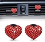 2Pcs Car Air Vent Clip, Bling Crystal Heart Charms Car Air Vent Clips, Car Air Conditioning Outlet Clip Decorative, Car Interior Decoration Accessories Universal for Women and Man (Red)