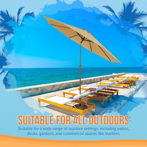 Island Umbrella Trinidad 9 ft Octagon Patio Umbrella – With Crank Lift, Push-to-Tilt, Rust-Resistant Steel Pole, 8-Rib Frame & Weather-Resistant Canopy – Beige/Champagne Outdoor Umbrellas for Patio by Blue Wave - Used condition - Image 8