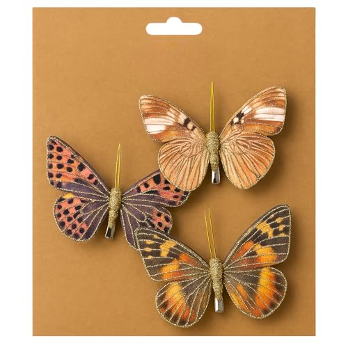 MIJOMA Lot de 3 papillons décoratifs à clip colorés pour décoration festive, polyvalents pour...