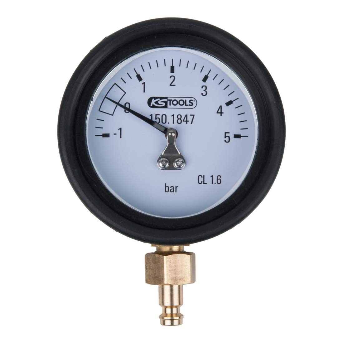 Ks Tools 150.1847 Manómetro 1,0 - 5,0 Bar Con Racor De Conexión Y Tapa De Protección
