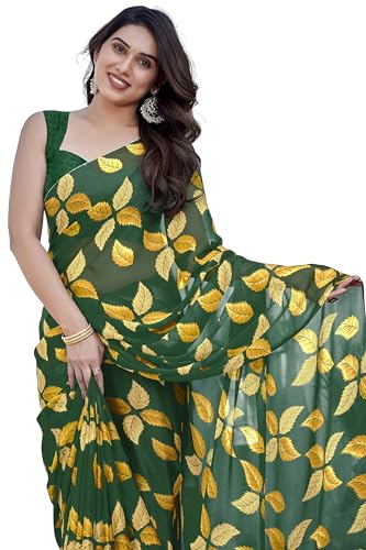 Image of MIRCHI FASHION Saree for Woman Chiffon Floral Printed | Lightweight Comfortable Daily Wear Women's Sari with Unstitched Blouse Piece (Available in 15 Colors)