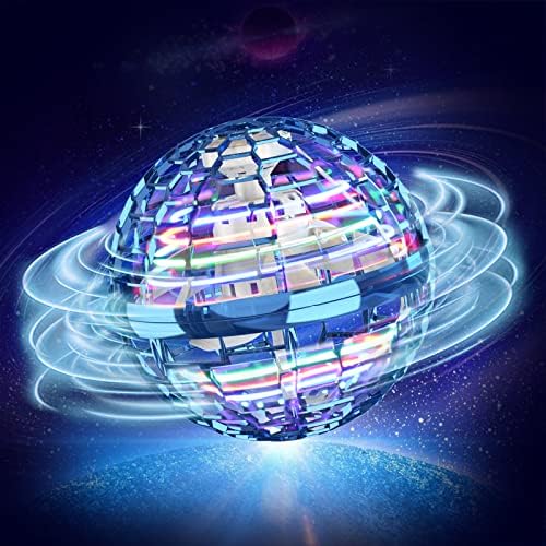 Flying Orb Ball Toy, Hand Controlled Mini Drone, Boomerang Fidget Spinner with 360°Rotating LED Lights, UFO Magic Cool Stuff Toys Gift for Boys Girls Kids Teens Adults Indoor Outdoor(Blue)