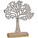 matches21 Skulptur Deko Baum aus Metall & Holz Holzfigur Metallfigur Skulptur Dekoration Silber/braun 1 STK 22x5x27 cm