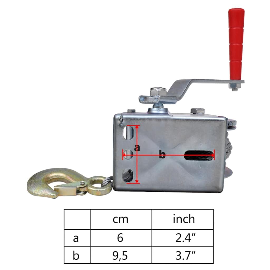 Verricello manuale in ferro, 360 kg, corda da 8 m, rapporto 3,2 1, gancio di carico da 85 mm, verricello di trazione per rimorchi, officine, garage, cantieri, foreste, barche, rimorchi e