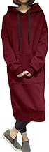 Dresswel Damen Kapuzenpullover Sweatkleid Hoodie Kleid Pullover Lange Tops Langarm Sweatshirt Herbst Pulli Kleider Sweatjacke Jumper