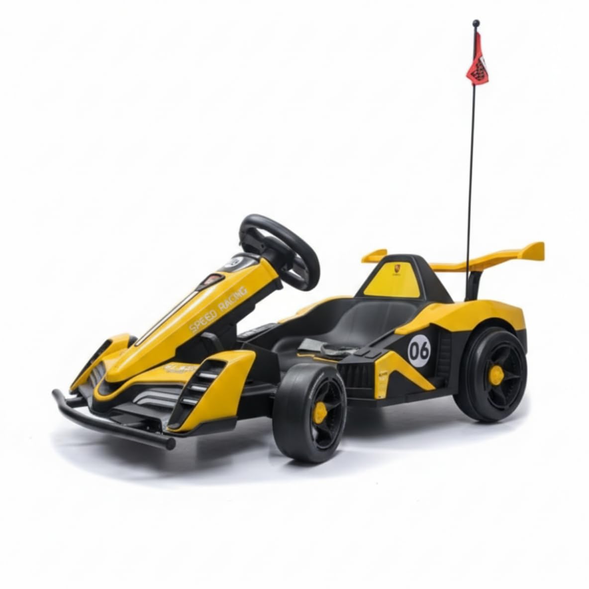 WITIT Auto ELETTRICA Radiocomandata Macchina F1 Formula Uno Go-Kart per Bambino Bambina Bambini KDC-309 24V 8Ah Grigia, Blu e Gialla 2 motori, bluetooth, USB, LED, carico massimo 50 Kg (GIALLA)