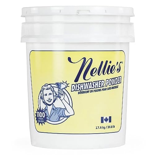 Image of Nellie's Dishwasher Powder - Superior Grease Penetration, Powerful Plant-Based Formula, Safe for Septic Systems, Advanced Food Particle Dislodging, Eco-Conscious Cleaning - 1,100 Scoop Bulk Bucket