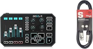 TC Helicon GoXLR Revolutionary Online Broadcaster Platform with 4-Channel Mixer, Motorized Faders, Sound Board and Vocal Effects & Stagg SMC3 3m High Quality XLR to XLR Plug Microphone Cable, Black