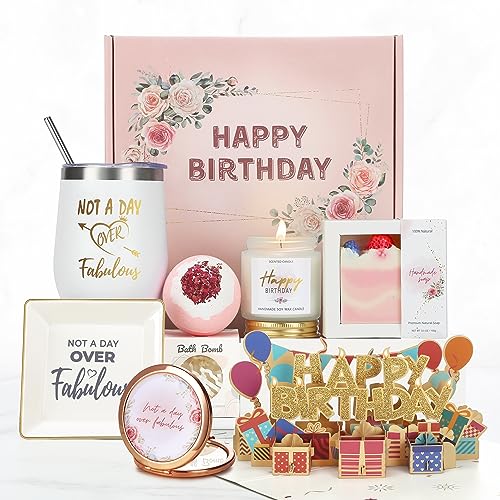 Birthday Gifts for Women Who Have Everything, Birthday Baskets Kit Set for Women, Happy Birthday Gifts Ideas for Her, Mom, Mother, Sister, Female Best Friends, Coworkers, Daughter, Unique Gifts Boxes