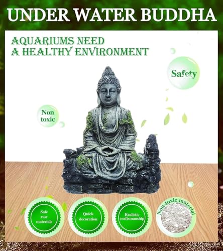 Image of Aquarium Buddha Statue Fish Tank Decoration Zen Buddha Idol Underwater Aquarium Ornament Resin Fish Tank Decor Spiritual Aquarium Showpiece Aquascape Decoration Aquarium Accessories