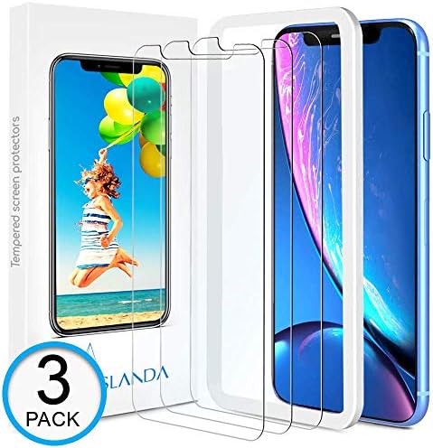 iPhone XR Screen Protector [3-Pack] ASLANDA iPhone XR Tempered Glass Screen Protector with Easy Installation Tray [Crystal Clear] Apple iPhone XR Glass Screen Protector 2018