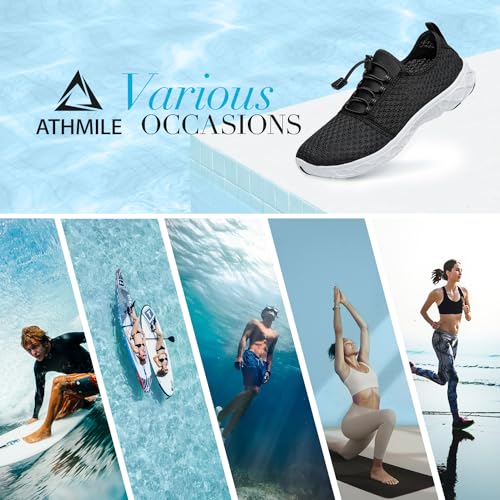 Image of ATHMILE Water Shoes for Men Women Barefoot Hiking Swim River Beach Knit | Adult Lake Pool Aqua Socks Quick Dry for Hiking Surfing Kayaking Sport Accessories Camping Must Haves