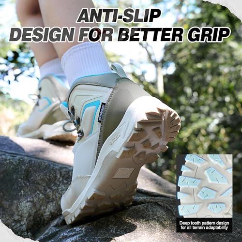 R CORD Womens Hiking Boots Waterproof Mid-Cut Hiking Boots Women Non-Slip Womens Hiking Shoes Outdoor Hiking Shoes for Women Trekking Camping Trail3